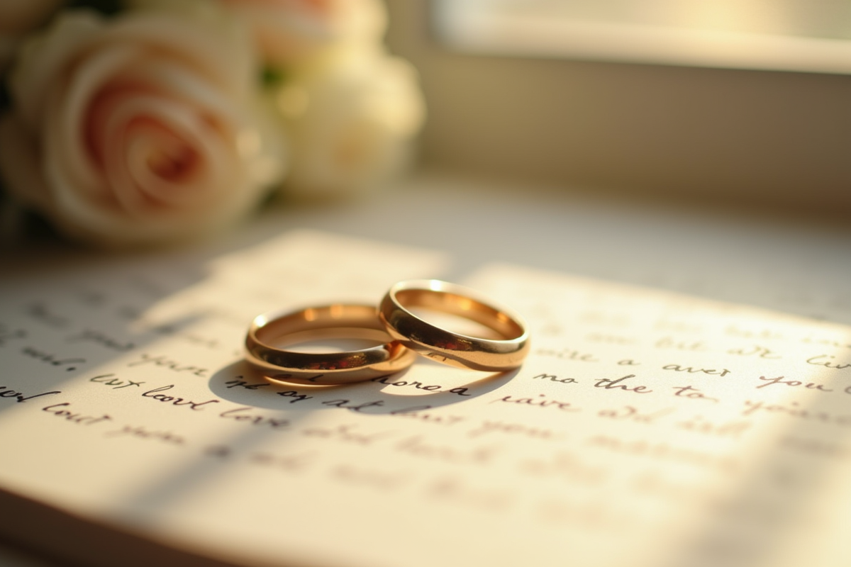 Alliances de mariage sur lettre d