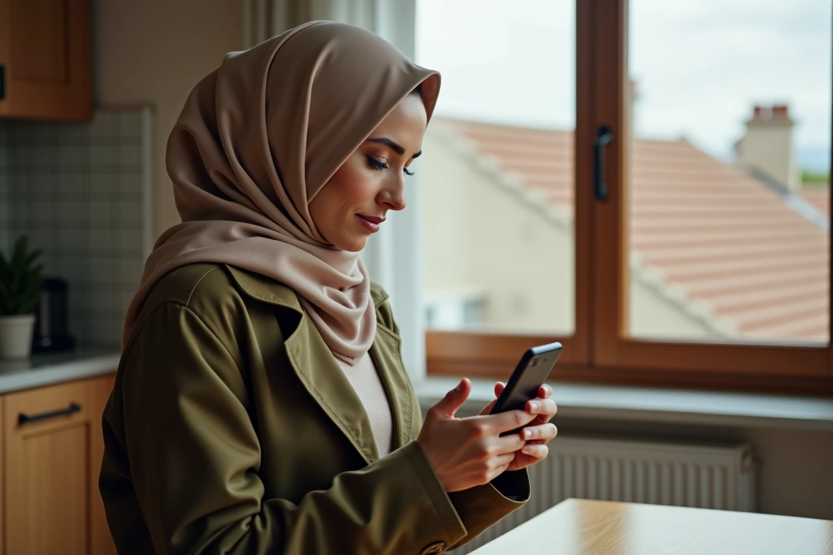 Femme musulmane avec hijab lisant l