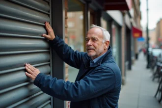 Rideau métallique installé pour sécuriser un magasin ou un studio