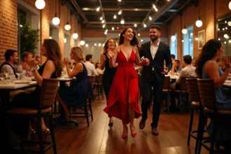 Dîner et danse dans un restaurant animé à Paris