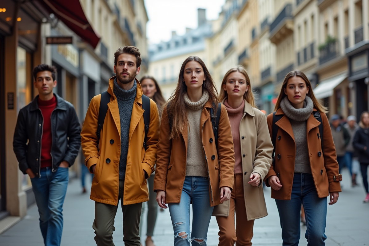 Groupe de jeunes adultes déambulant dans une rue parisienne