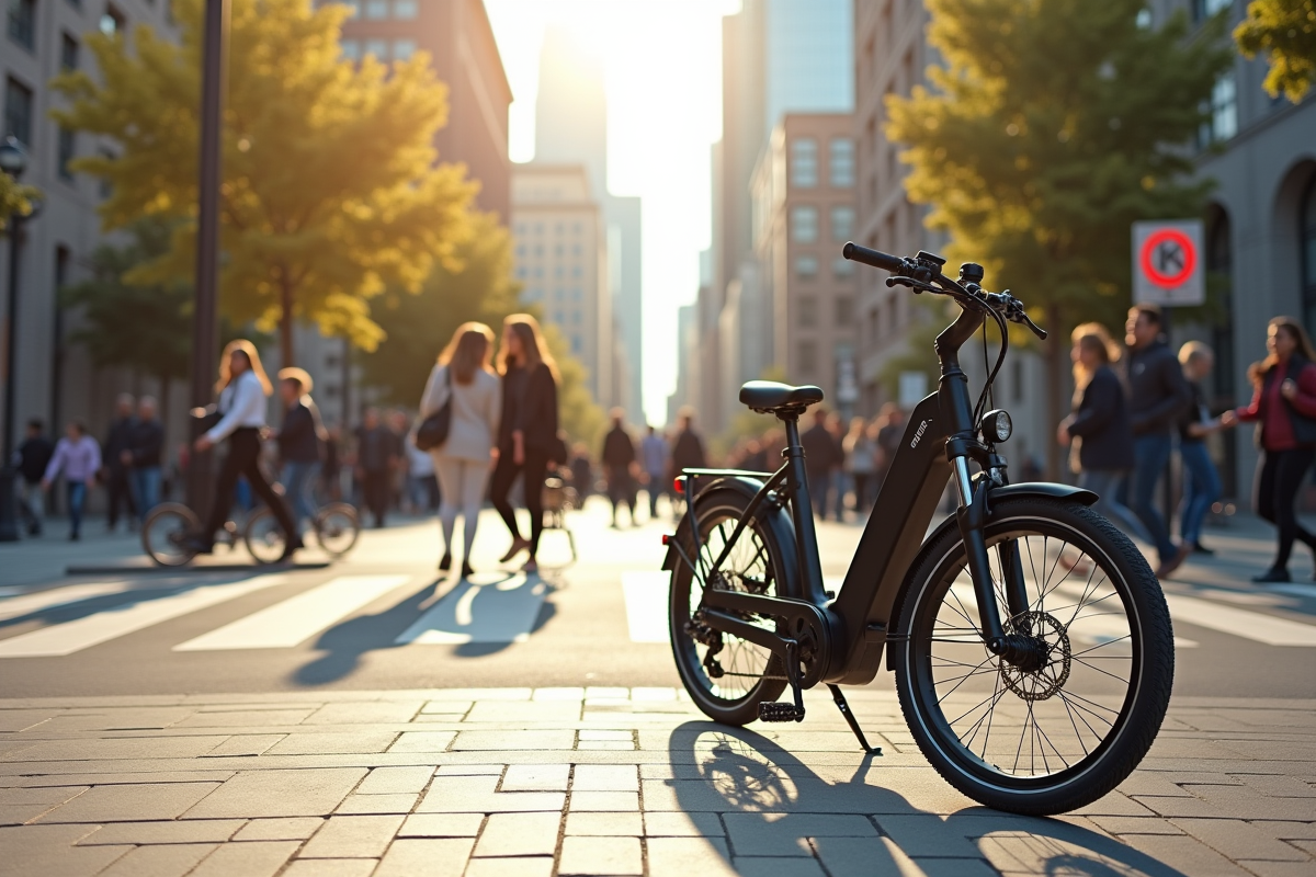 Vélo électrique urbain garé près d